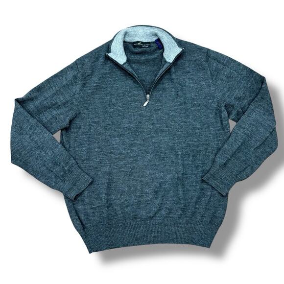 Peru Unlimited Men’s Size M Gray 100% Baby Alpaca Wool 1/4 Zip Sweater Golf - Picture 1 of 5